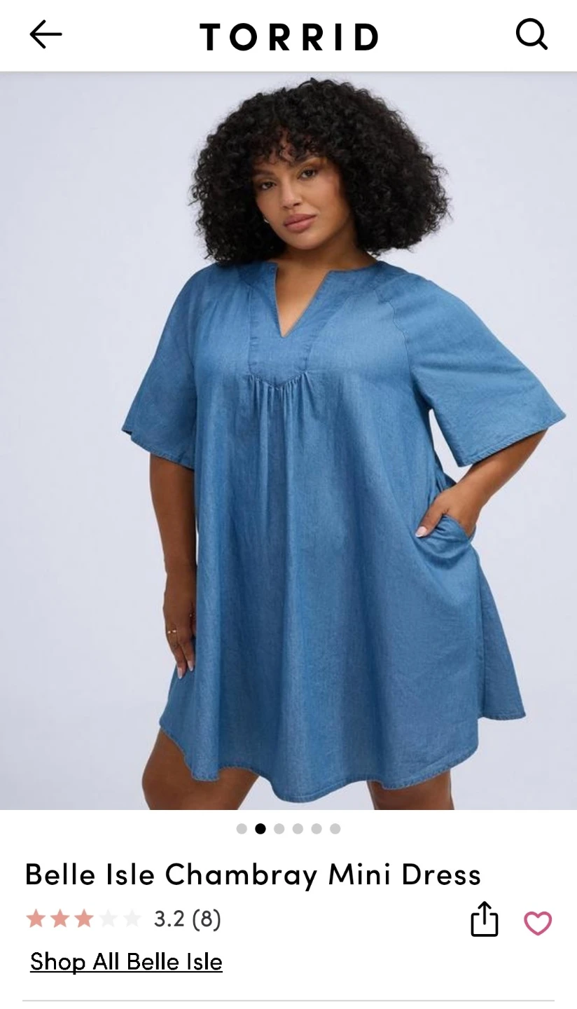 Torrid Belle Isle Chambray Mini Dress