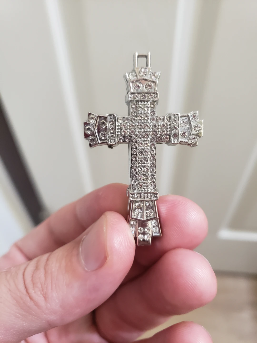 Iced Out Cross Pendent ( Silver Plated )