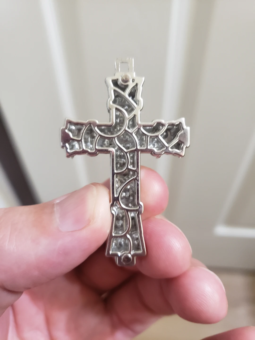 Iced Out Cross Pendent ( Silver Plated ) - photo 2