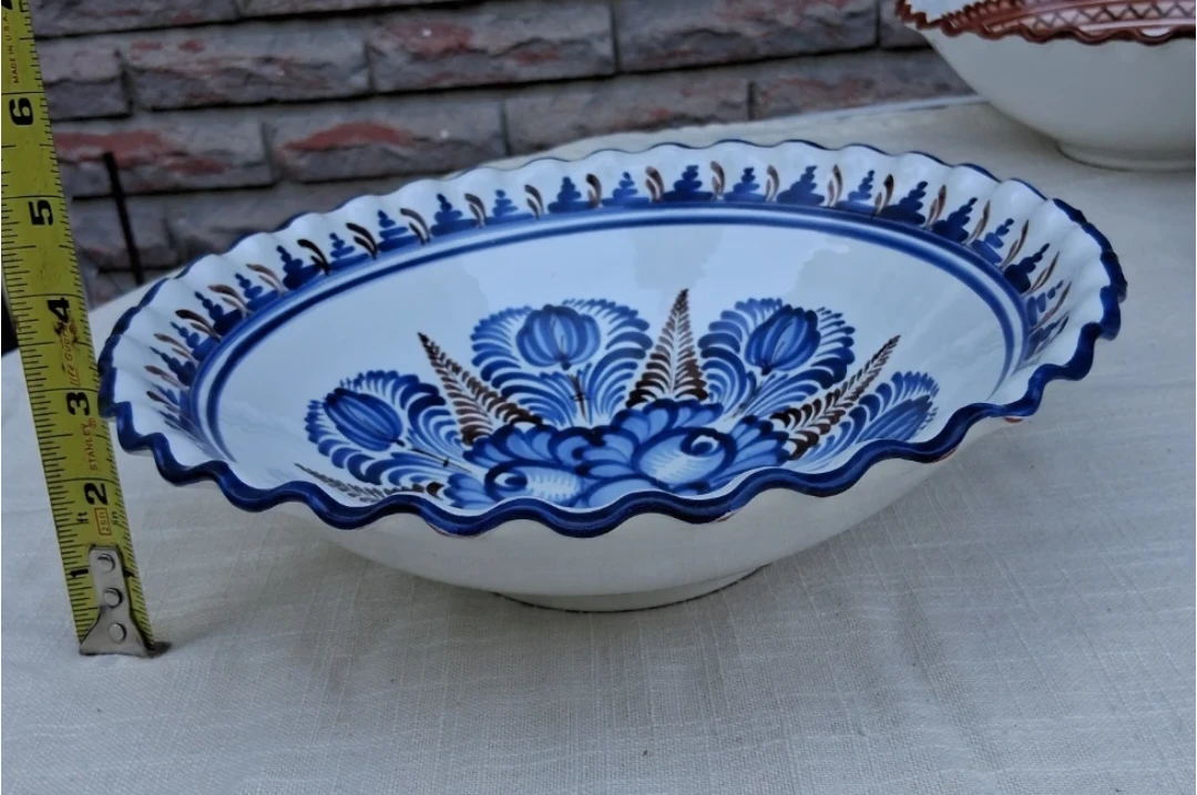 Slovak Blue and White Floral Decorative Bowl - photo 2