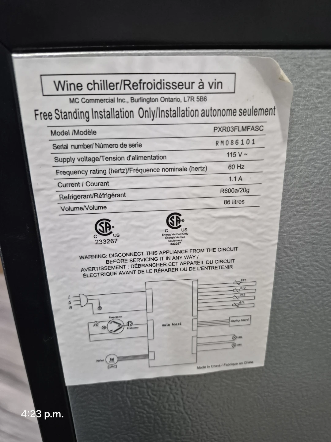 MC Commercial Wine Chiller/Refroidisseur à vin - photo 2
