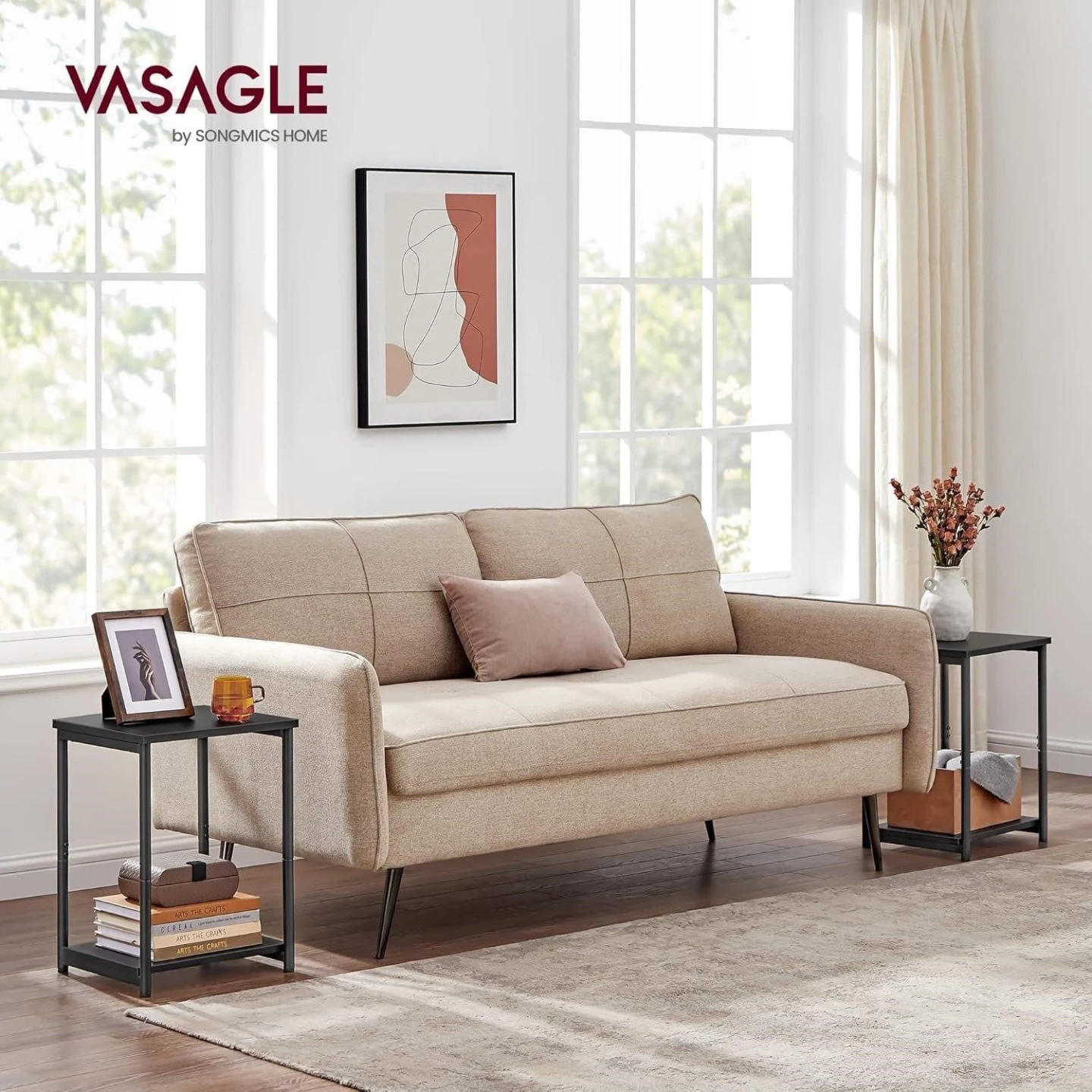 VASAGLE End Side Table Black 15.2" W x 11.8" D x 19.7" H - photo 4