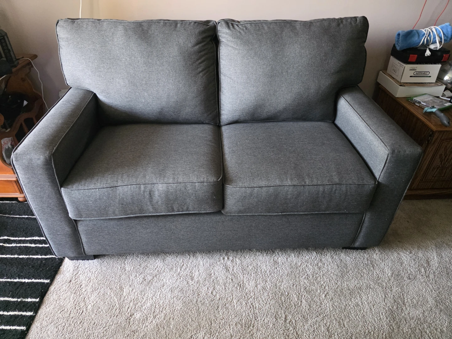 Grey Fabric Loveseat Sofa - photo 3