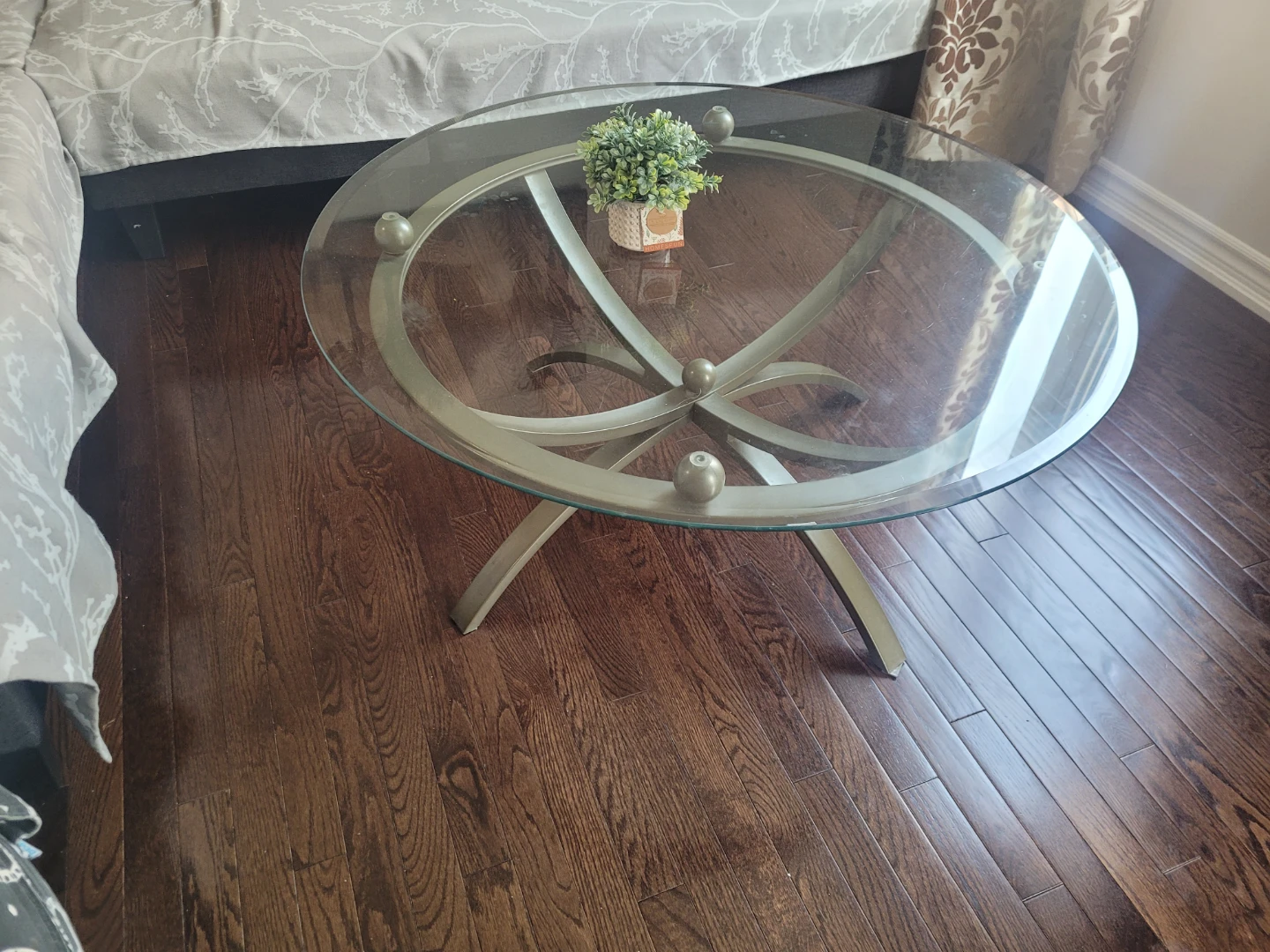 Glass Top Coffee Table with Metal Base