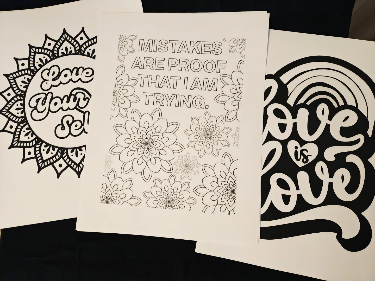 6 Adult Colouring Sheets  W/Envelope