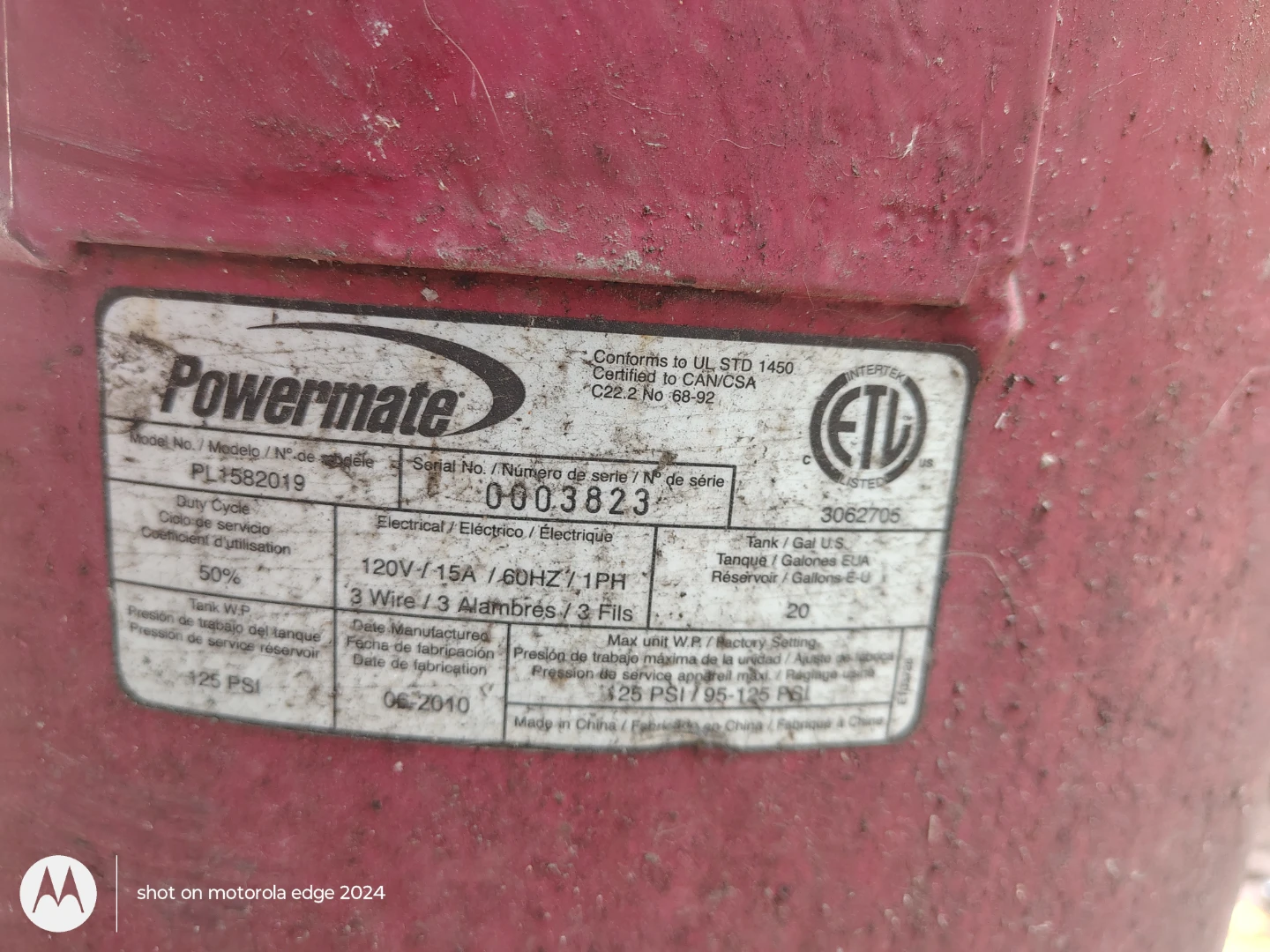 PowerMate 20 Gallon Air Compressor - photo 5
