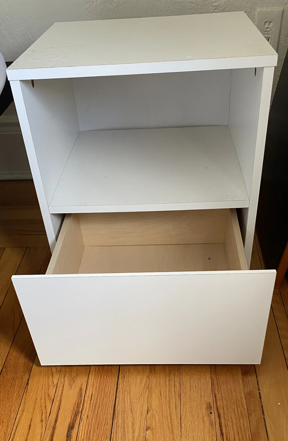 White Nightstand with Drawer and Shelf - photo 2