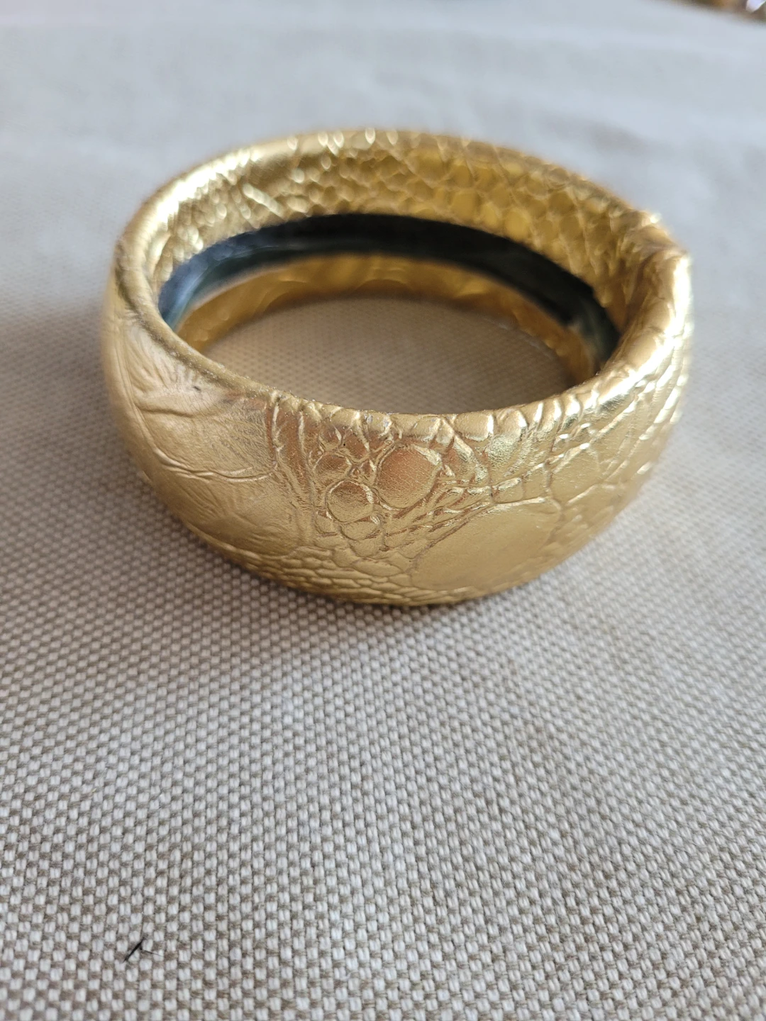 Gold-tone textured bangle bracelet