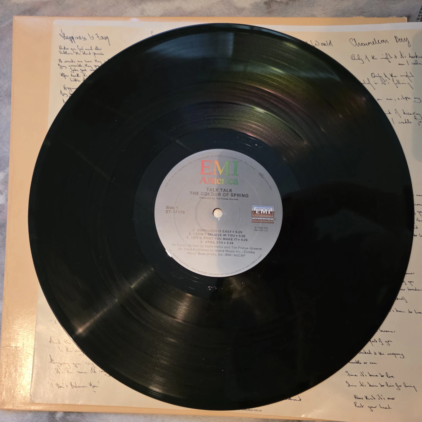 Talk Talk The Colour of Spring Vinyl Record 1986 - photo 4