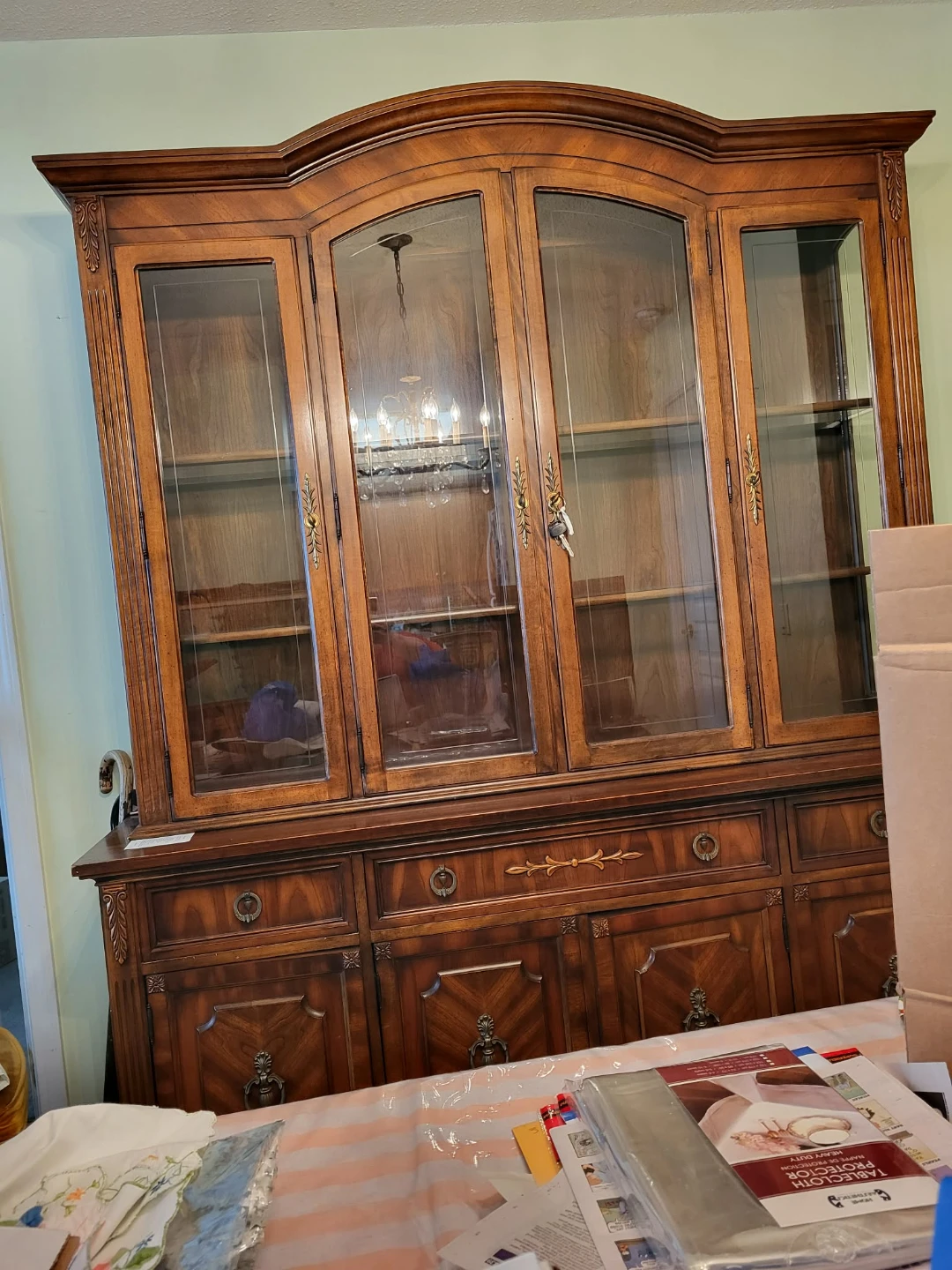 Wooden China Cabinet with Glass Doors