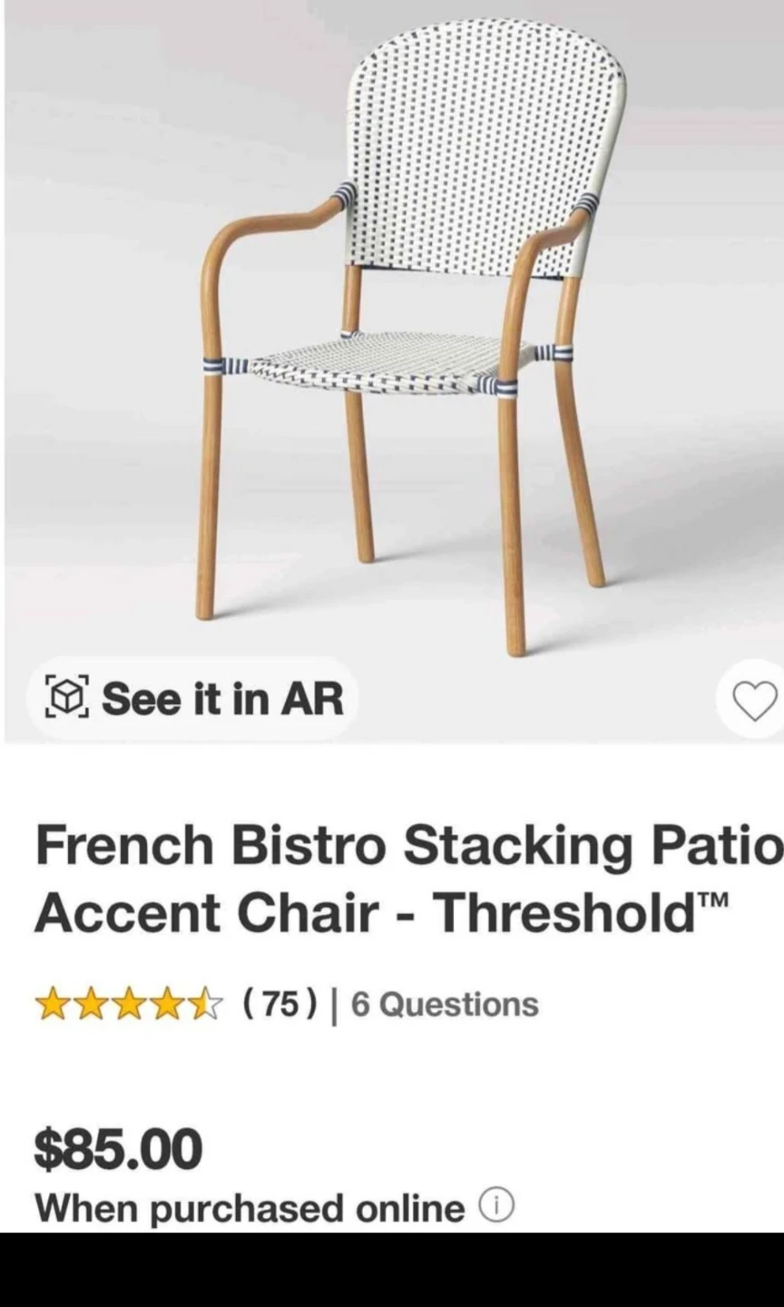 (4) Threshold French Bistro Stacking Patio Chair