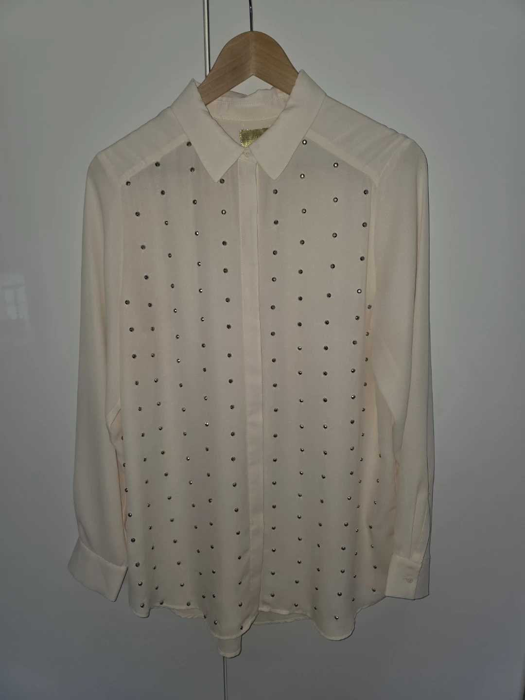 H&M Cream Embellished Button-Up Shirt