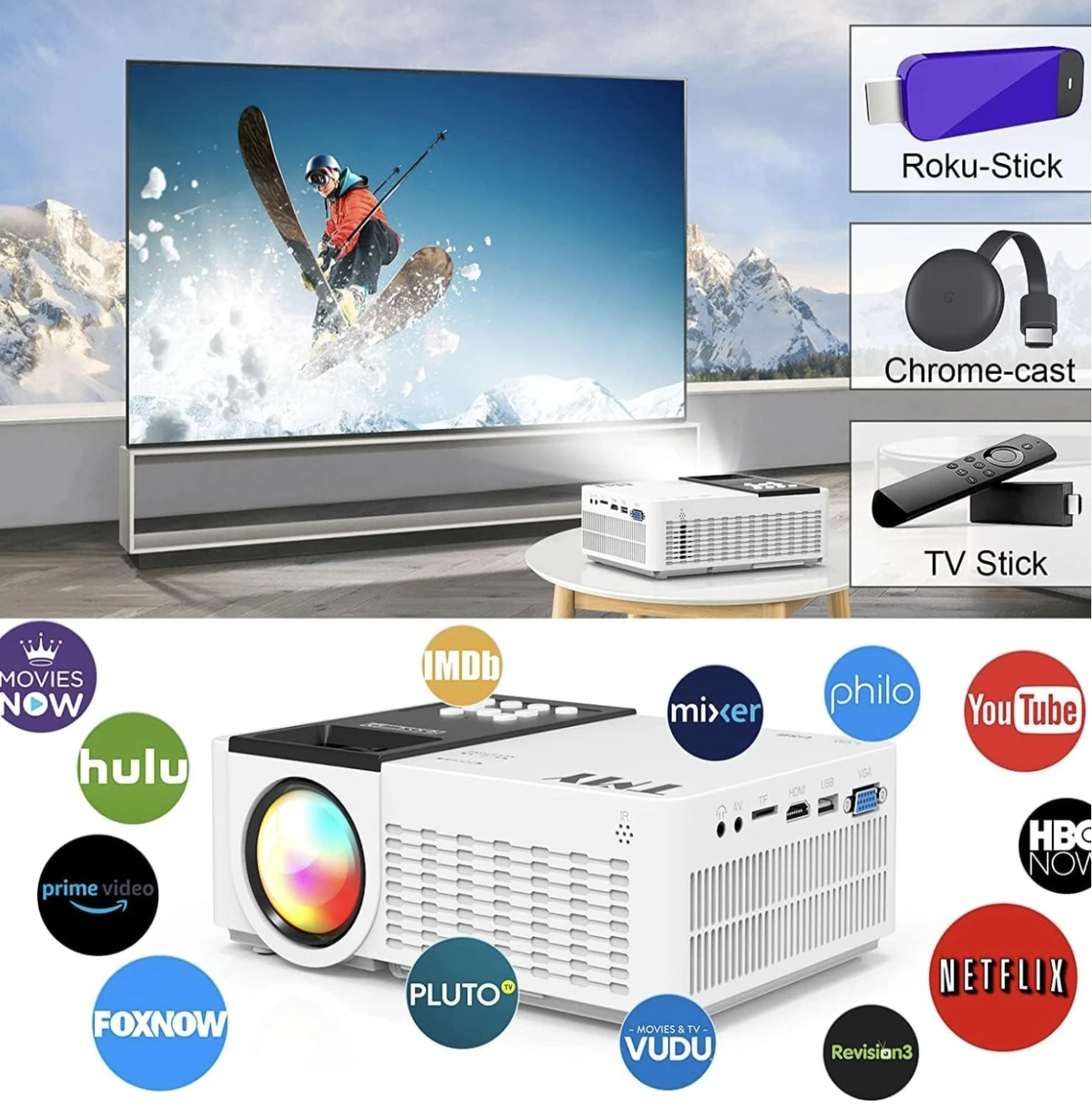 TMY 5G WiFi Projector with Bluetooth 5.1, - photo 5