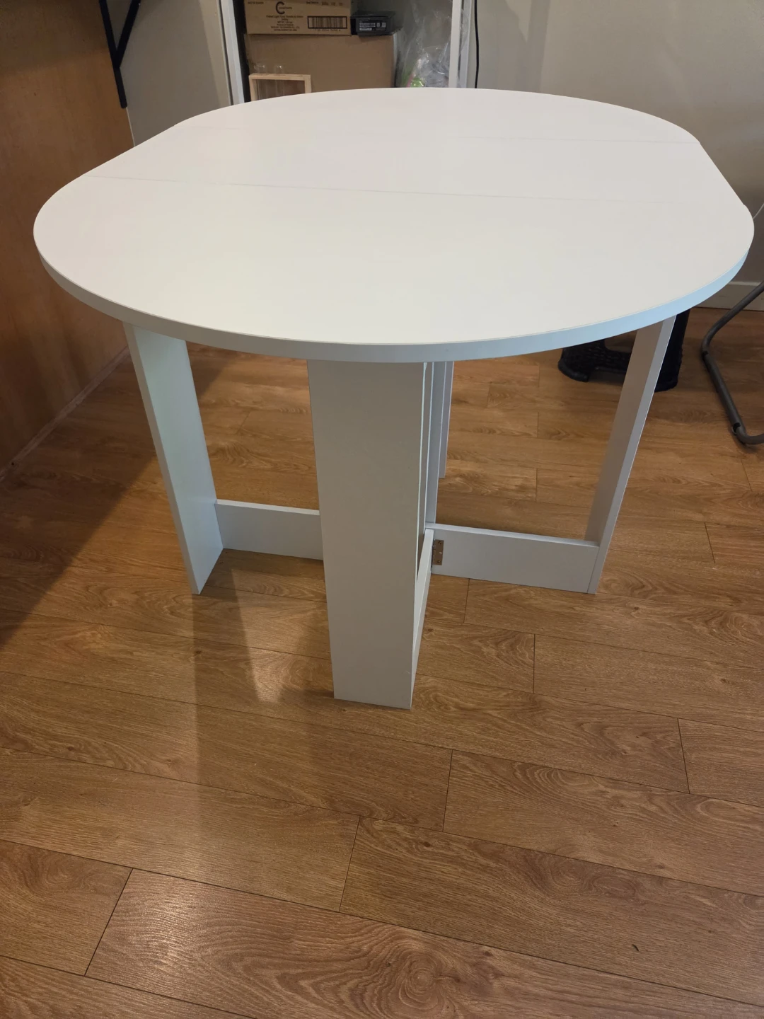White Drop-Leaf Dining Table - photo 3