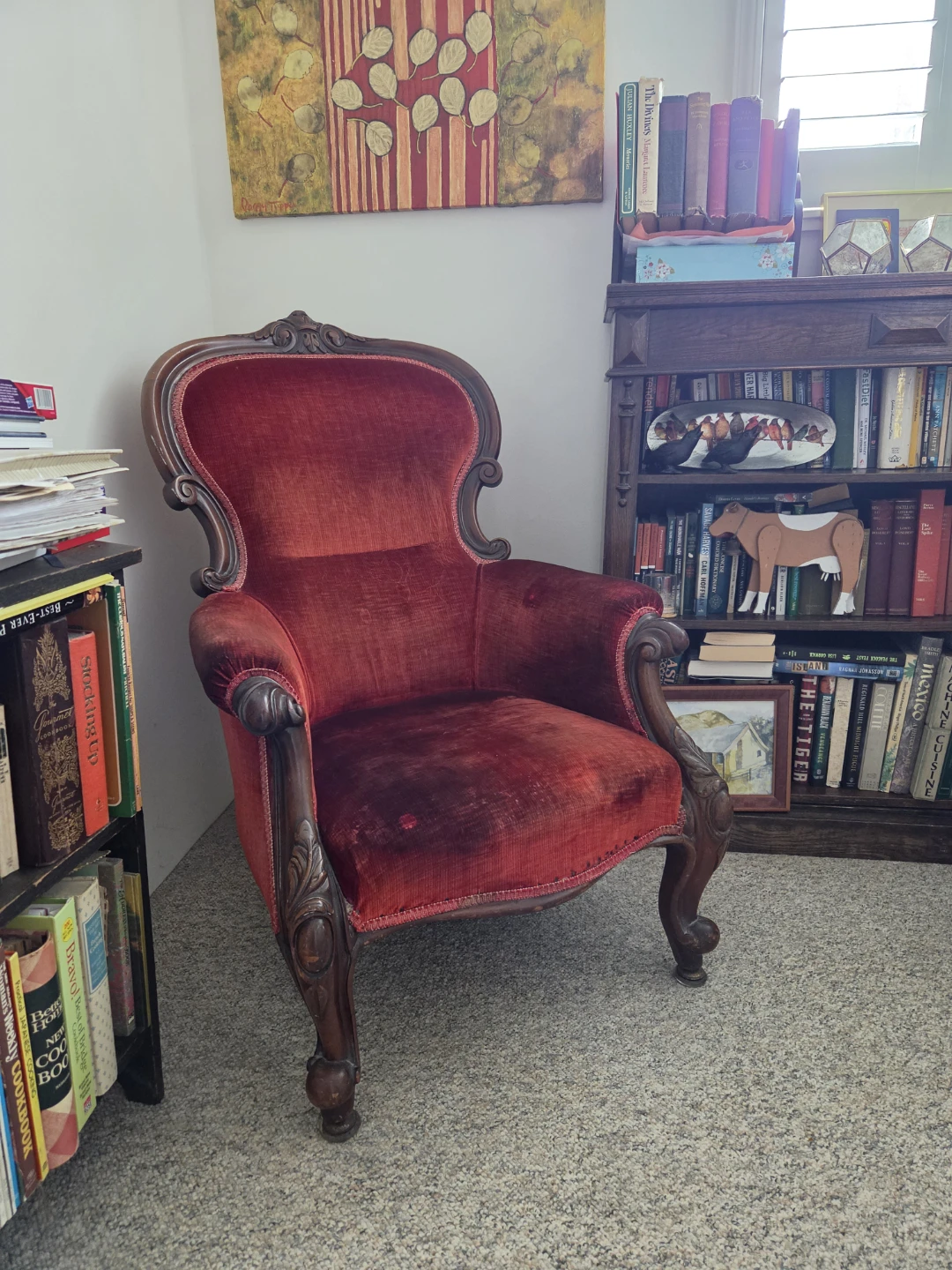 Victorian Velvet  Gentalmans Chair.