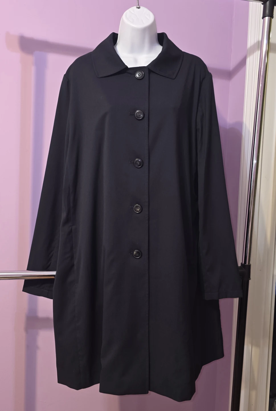Cinzia Rocca Icons Black Tranch Rain Coat Jacket size 16