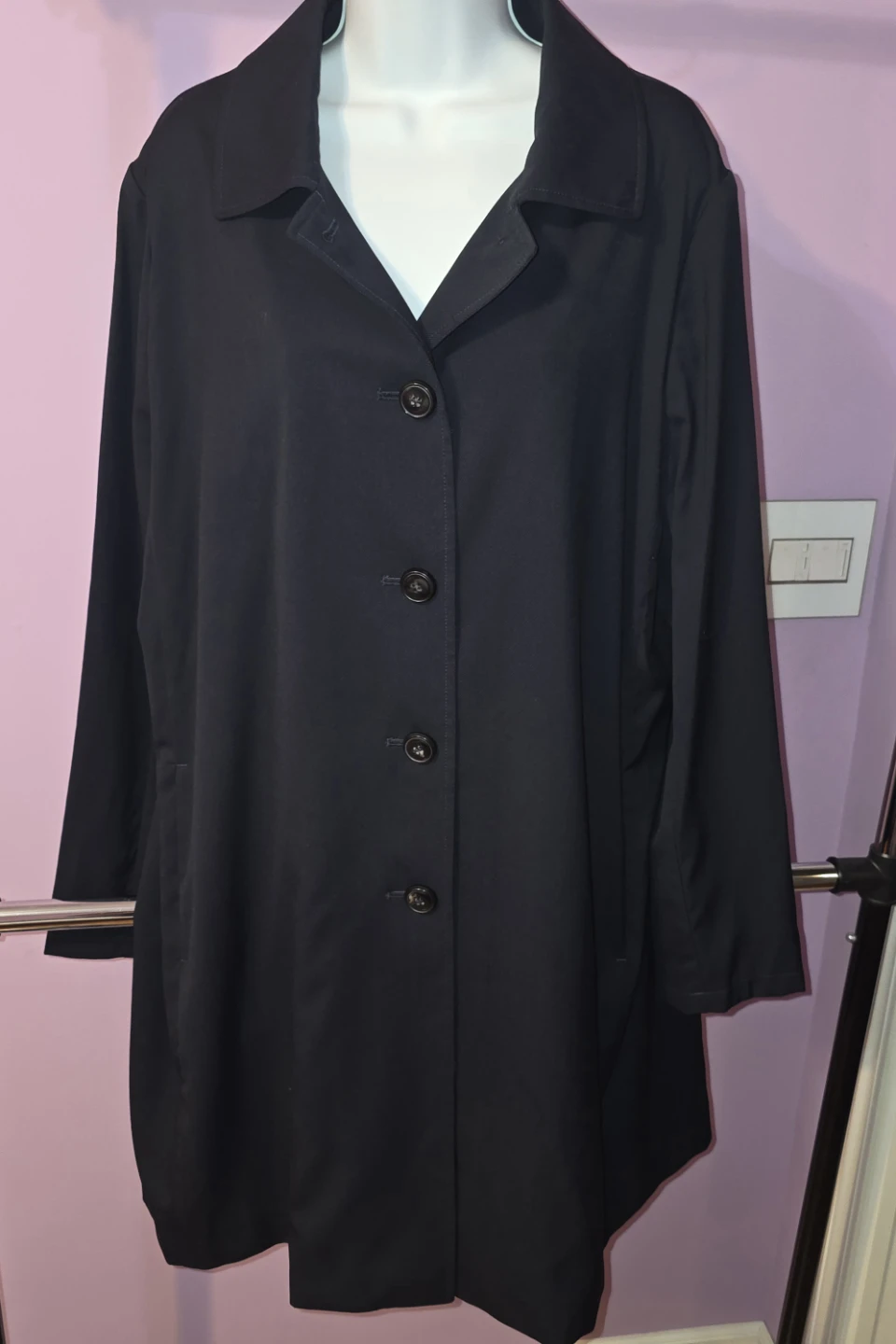 Cinzia Rocca Icons Black Tranch Rain Coat Jacket size 16 - photo 2