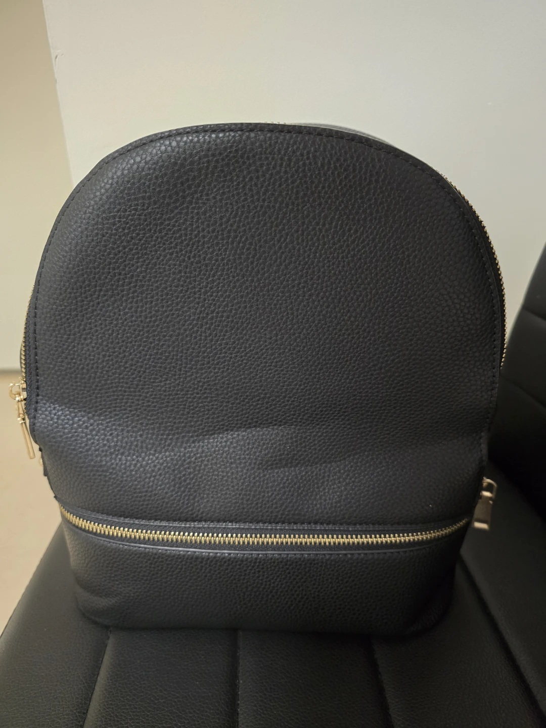 Black Faux Leather Backpack