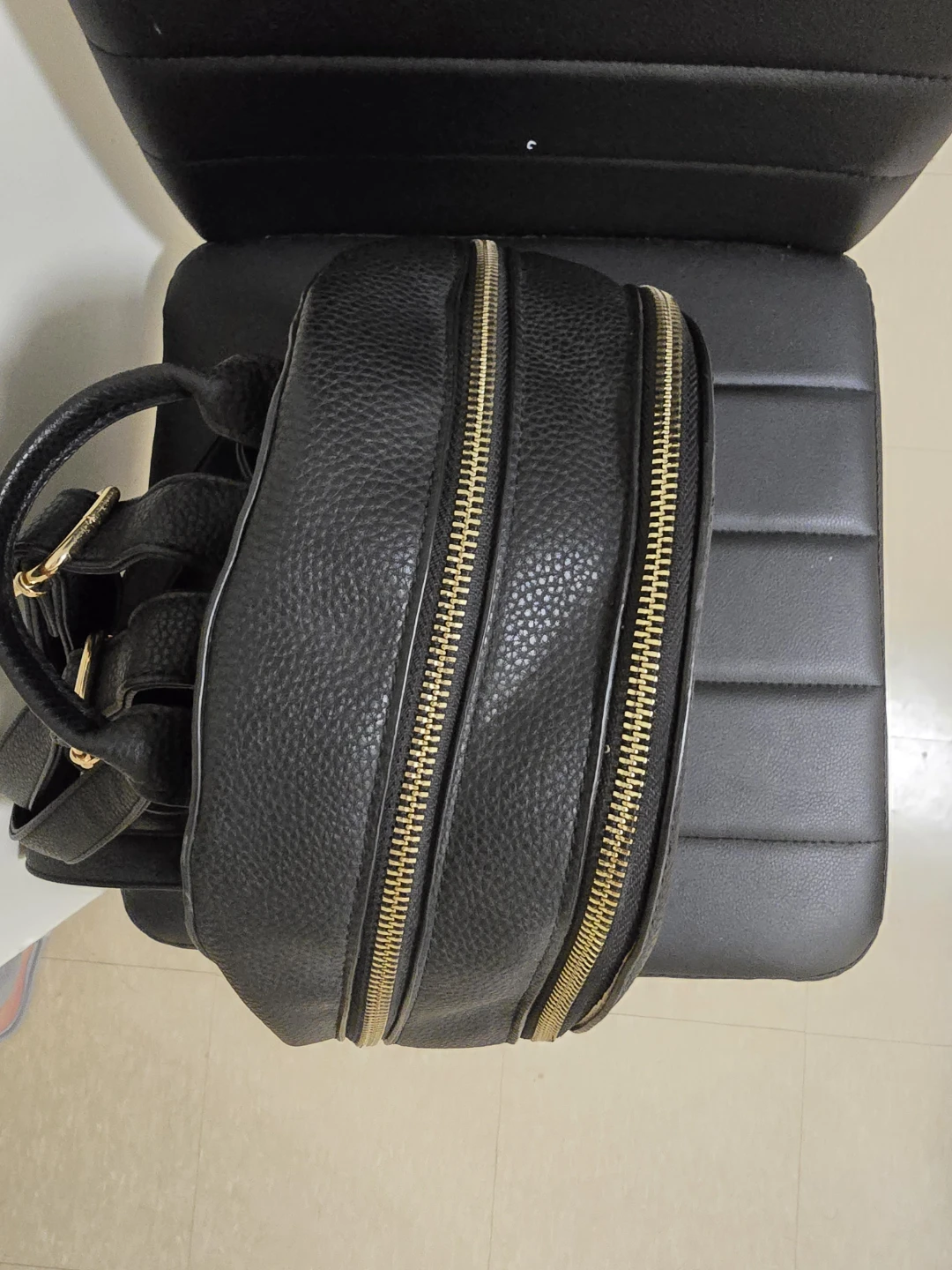 Black Faux Leather Backpack - photo 2