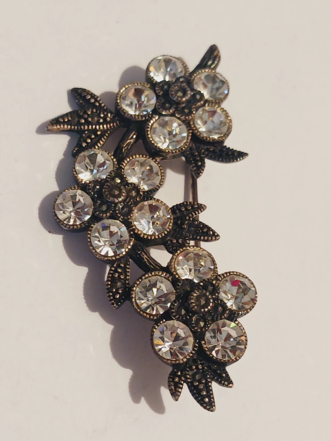 Sterling Silver 925 Art Deco Marcasite Gemstone Brooch - photo 4