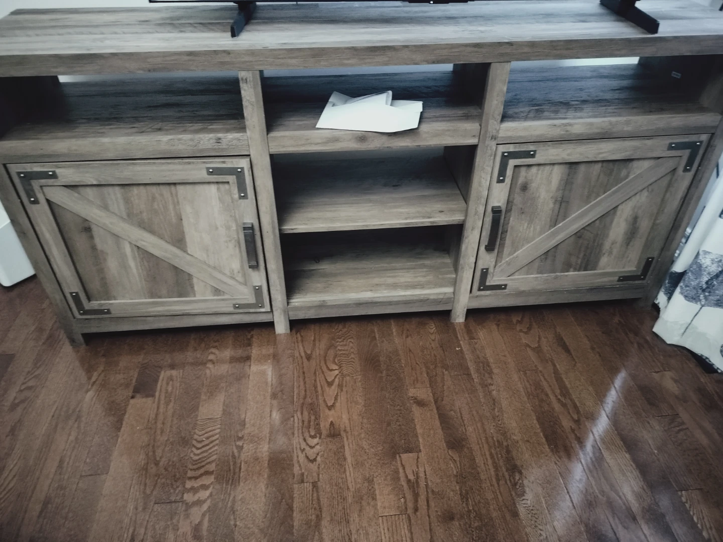 Rustic Wood TV Stand with Barn Doors