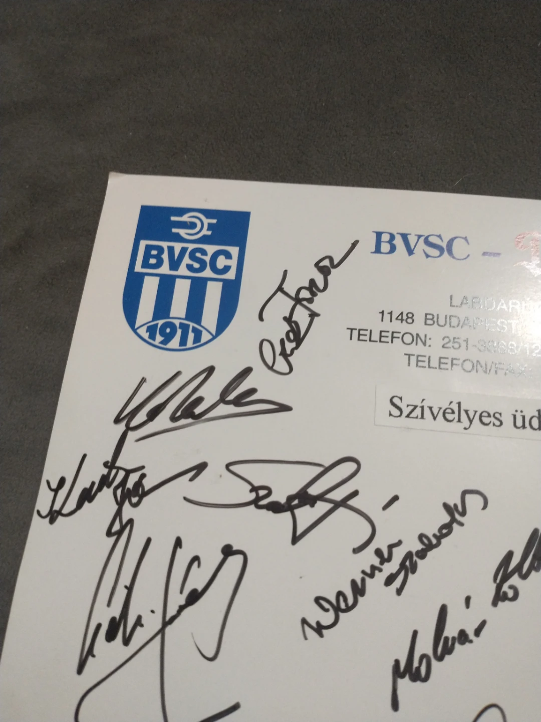 Late 1990s BVSC Budapesti Vasutas Sport Club Auto Signed Card