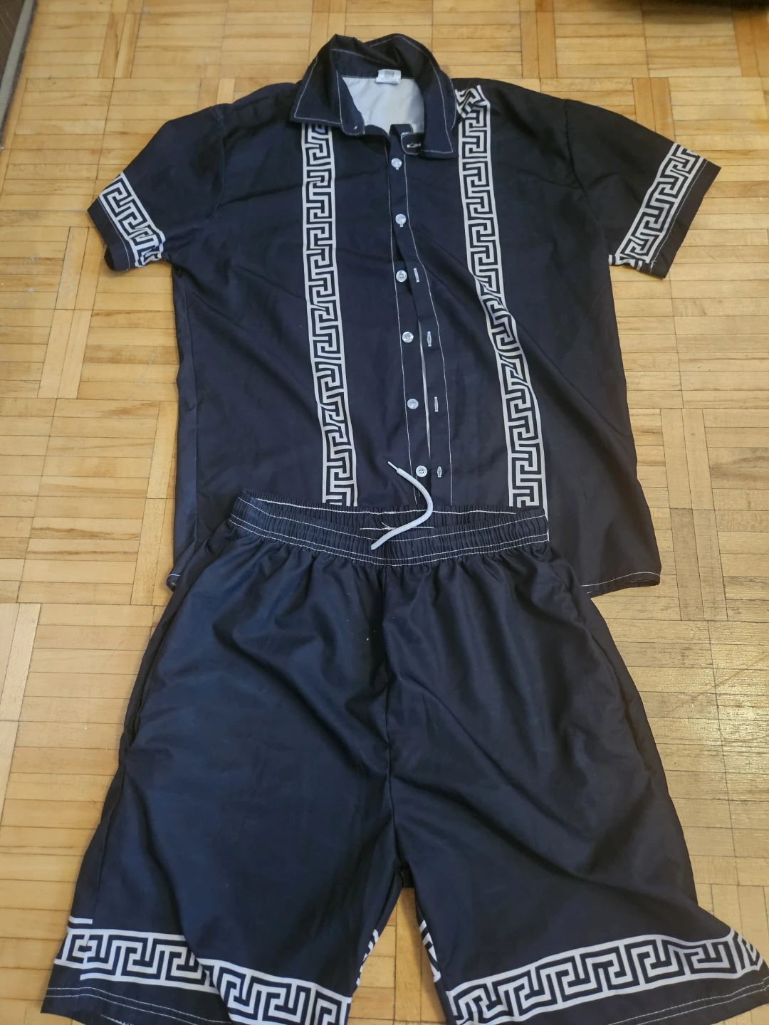 Black Men's Shirt and Shorts Set