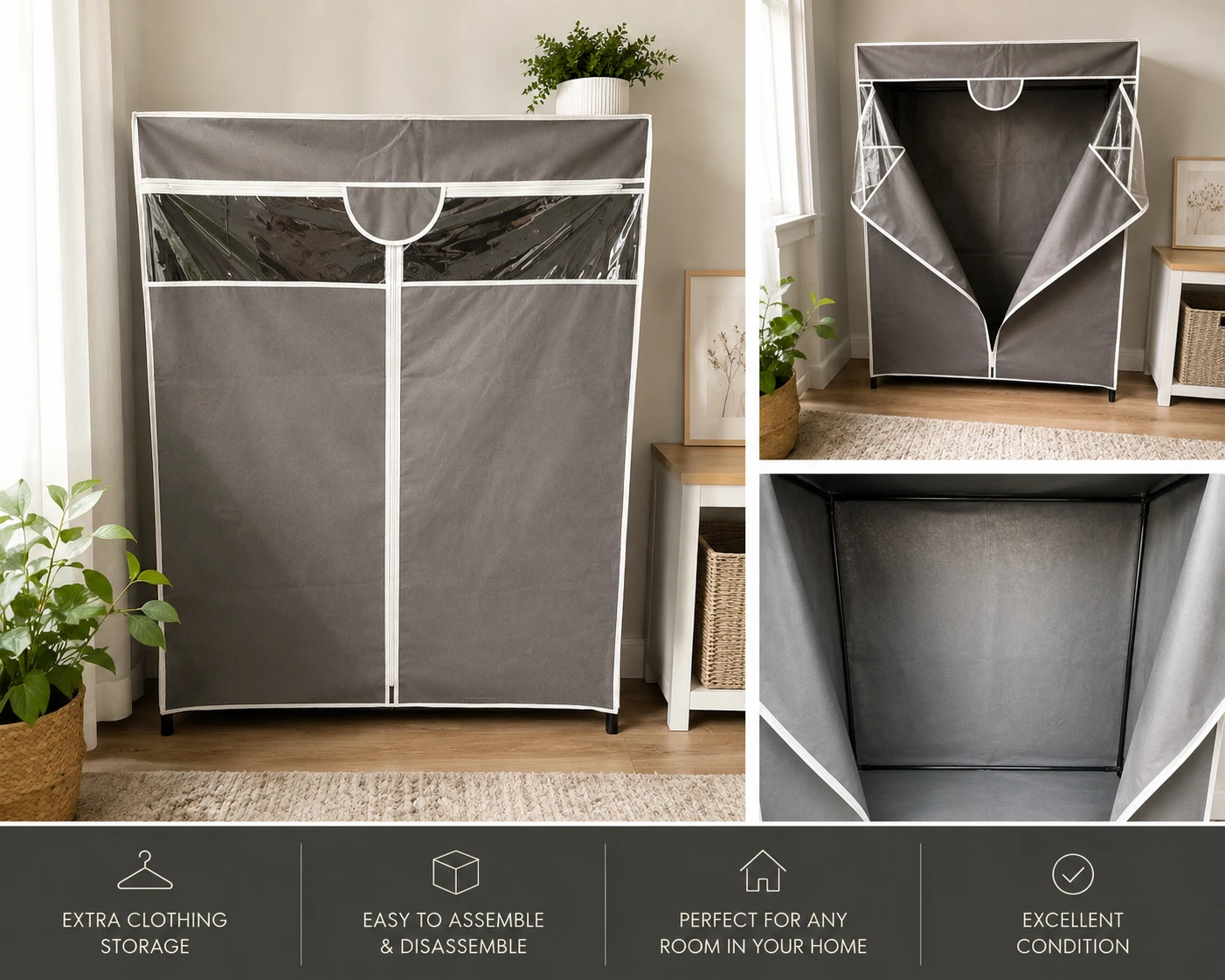 Portable Clothes Storage Wardrobe Closet – Excellent Condition