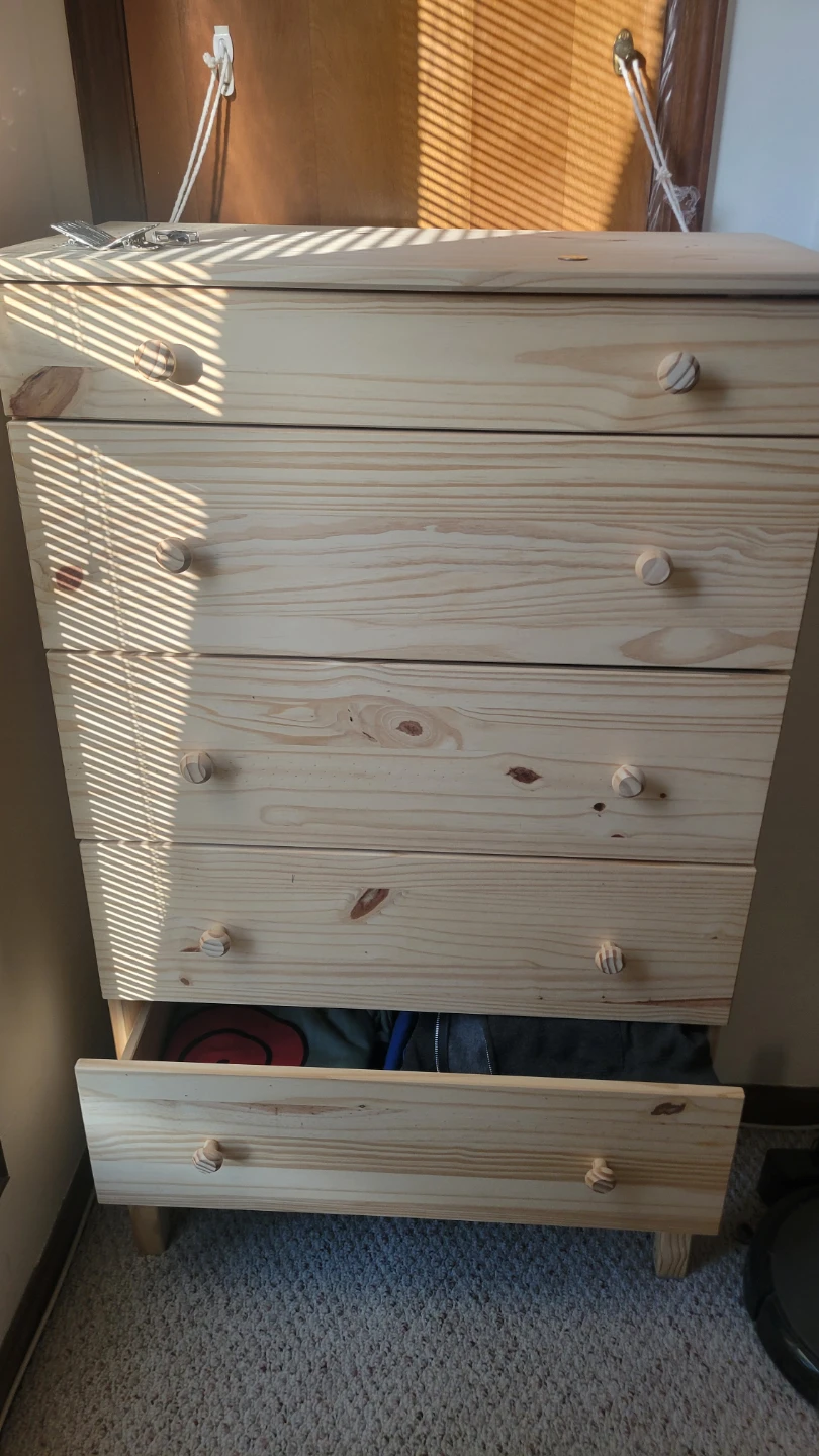 Solid Pine 5-Drawer Dresser