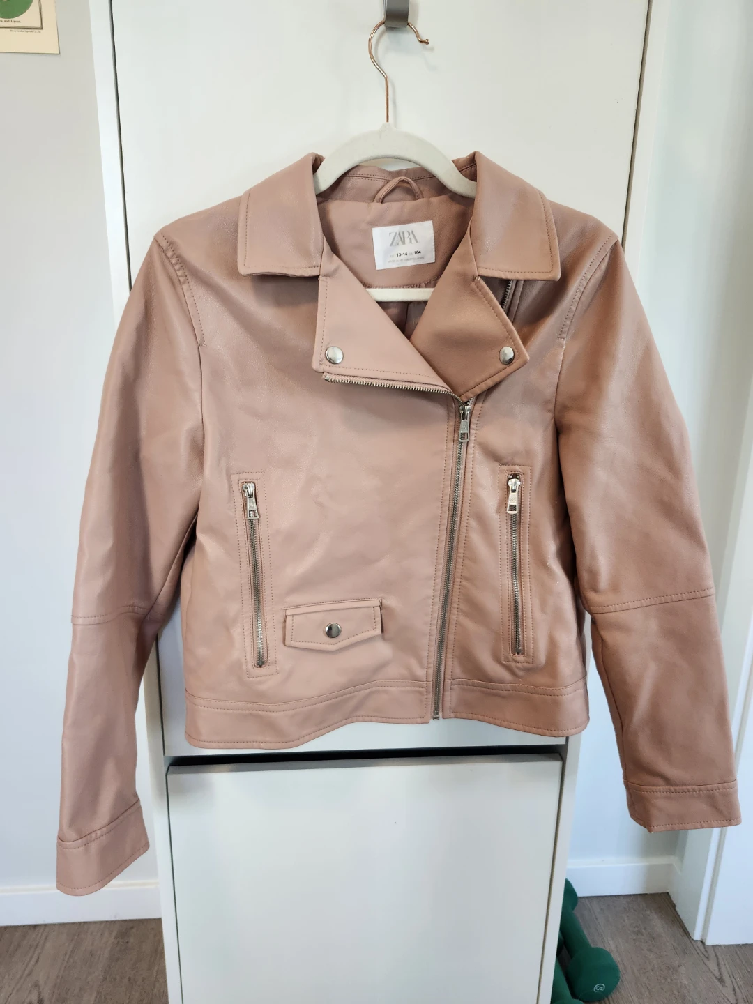 Zara Pink Faux Leather Moto Jacket