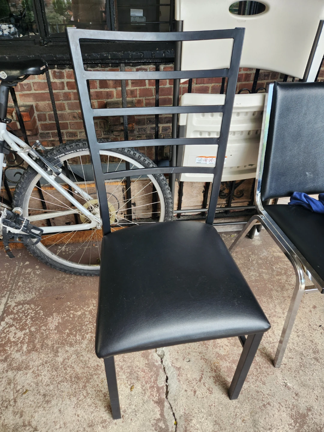 Black Metal Dining Chair with Padded Seat