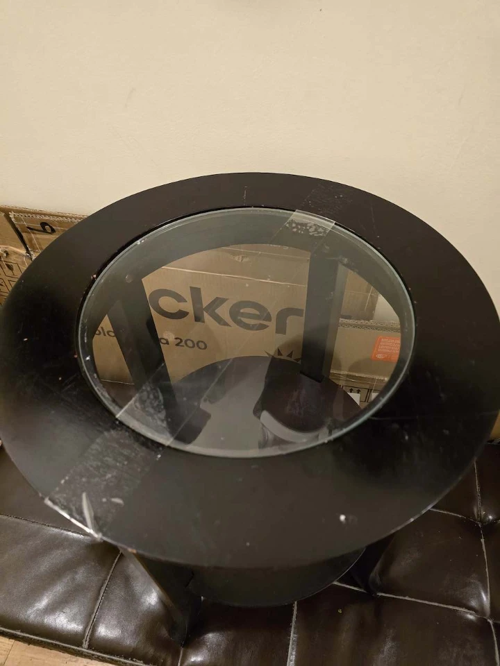 Round End Table with Glass Top - photo 2