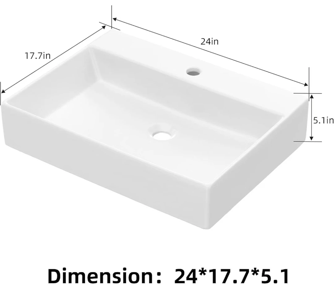 GAOMON Vessel Sink Rectangular, 24"x18"