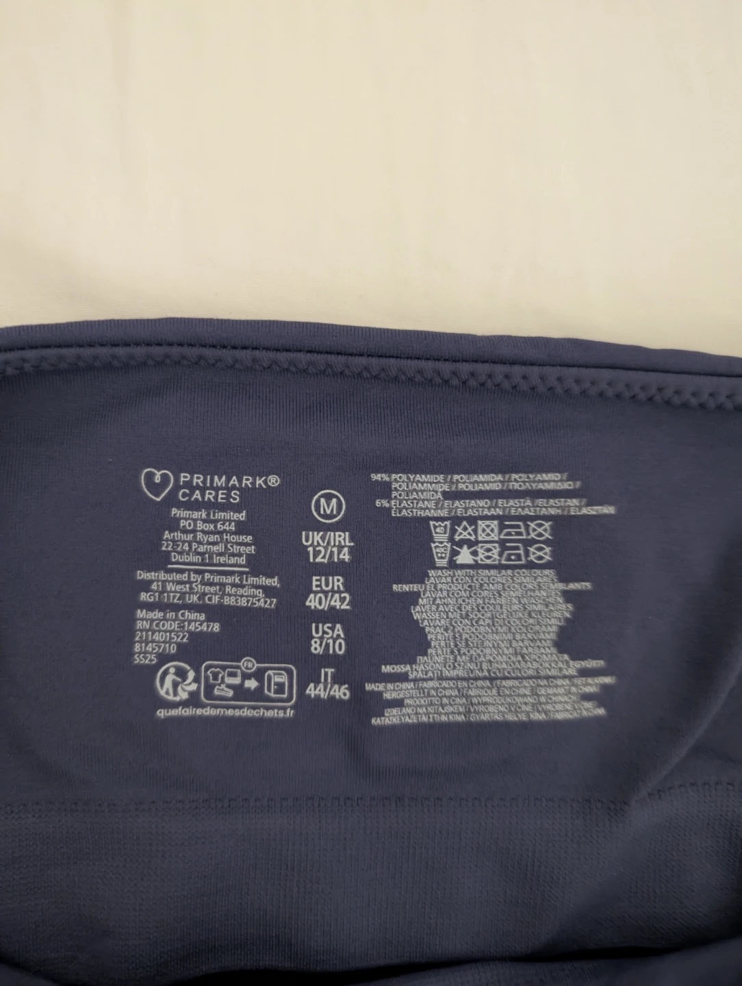 Primark Seamless Crop Cami Top Bralette 14" Size M Navy Blue - photo 2