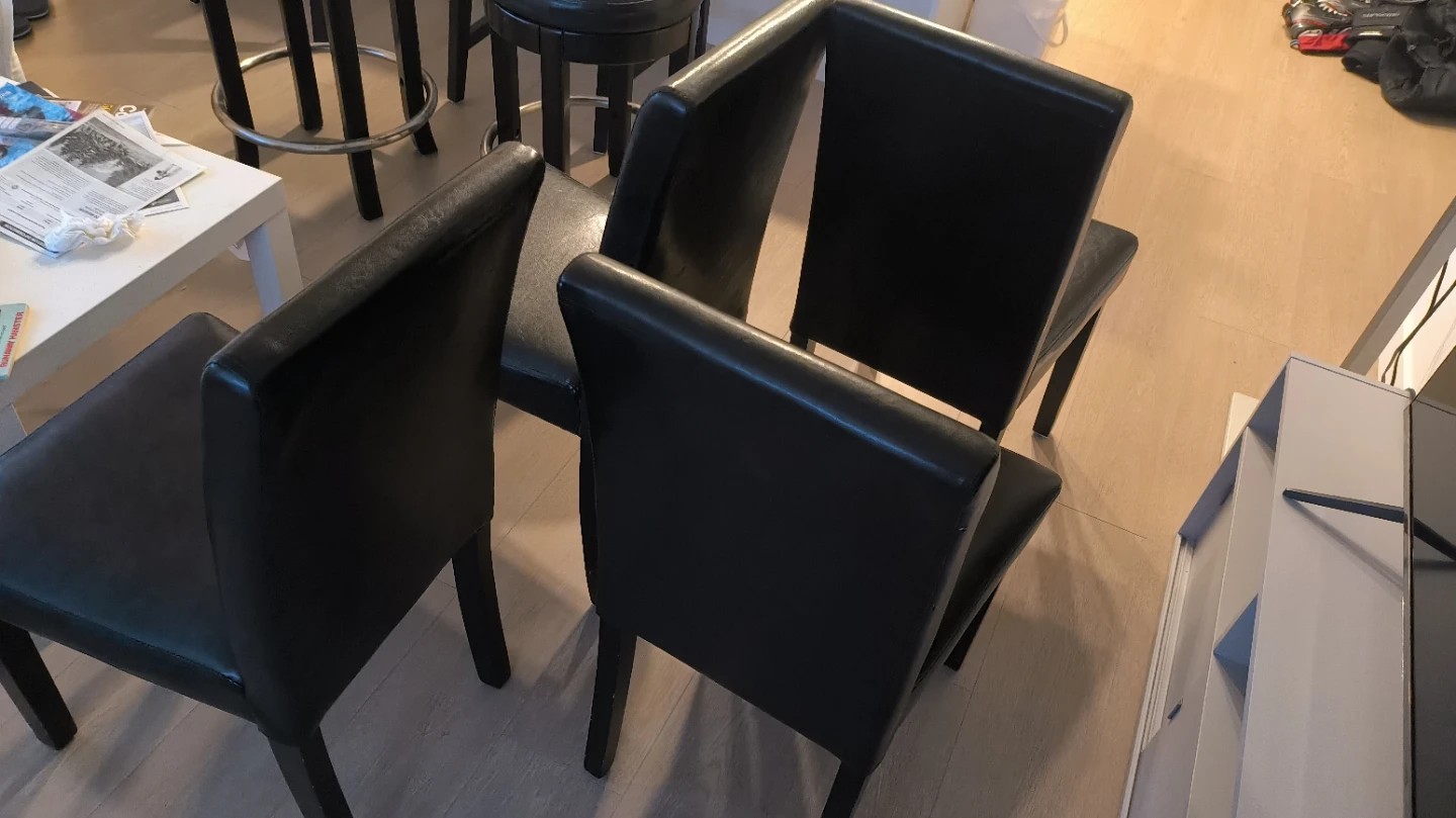 4 Black Leather Dining Chairs - photo 2