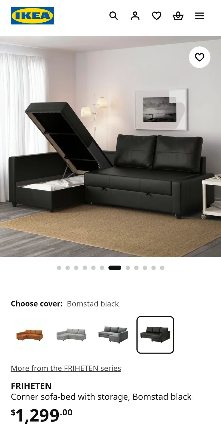 IKEA FRIHETEN corner sofa-bed (Bomstad black leather) - photo 4