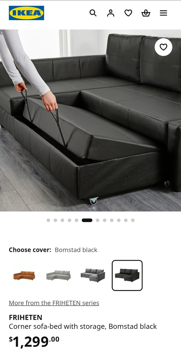 IKEA FRIHETEN corner sofa-bed (Bomstad black leather) - photo 5