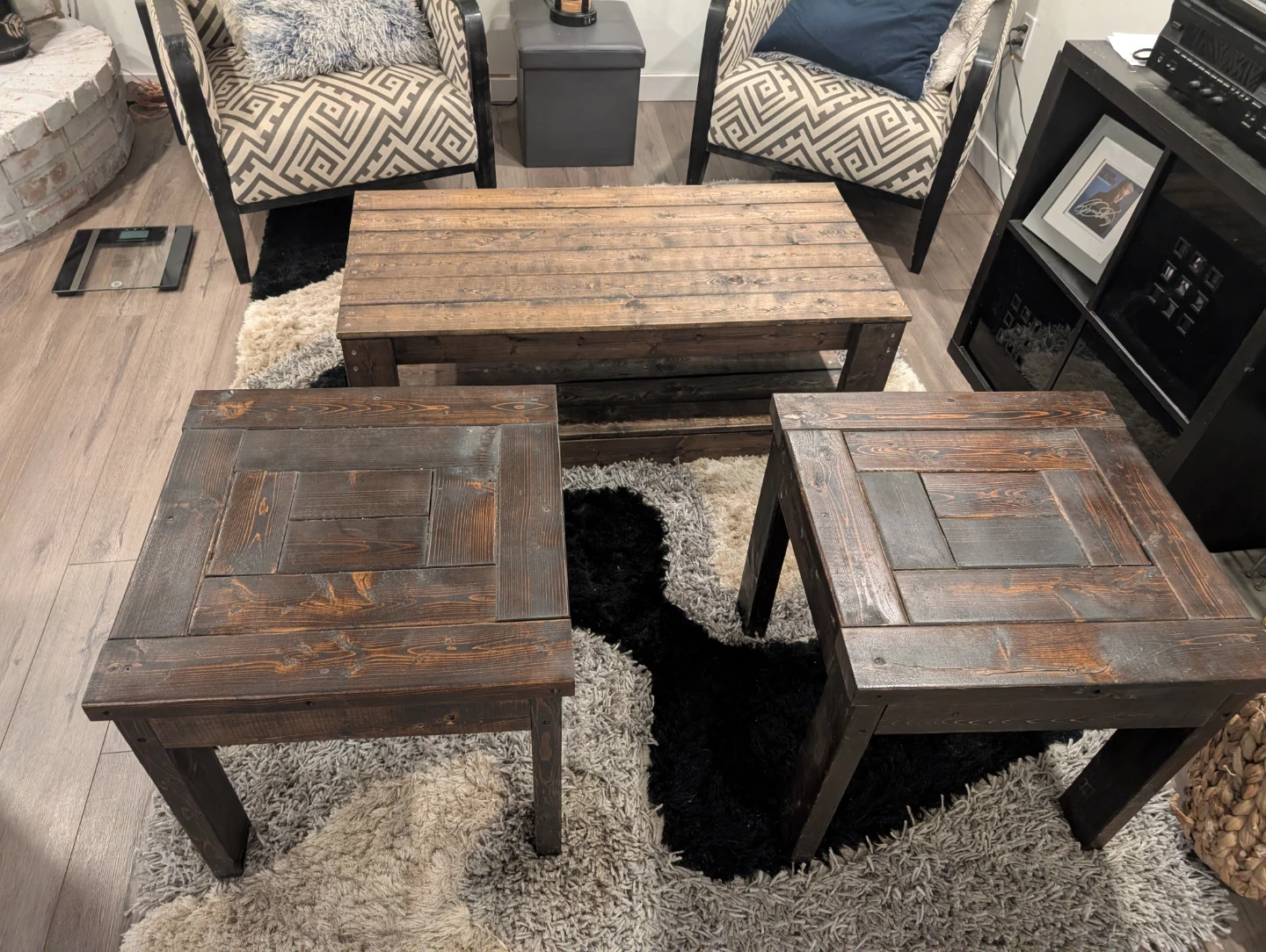 Coffee table and two end tables