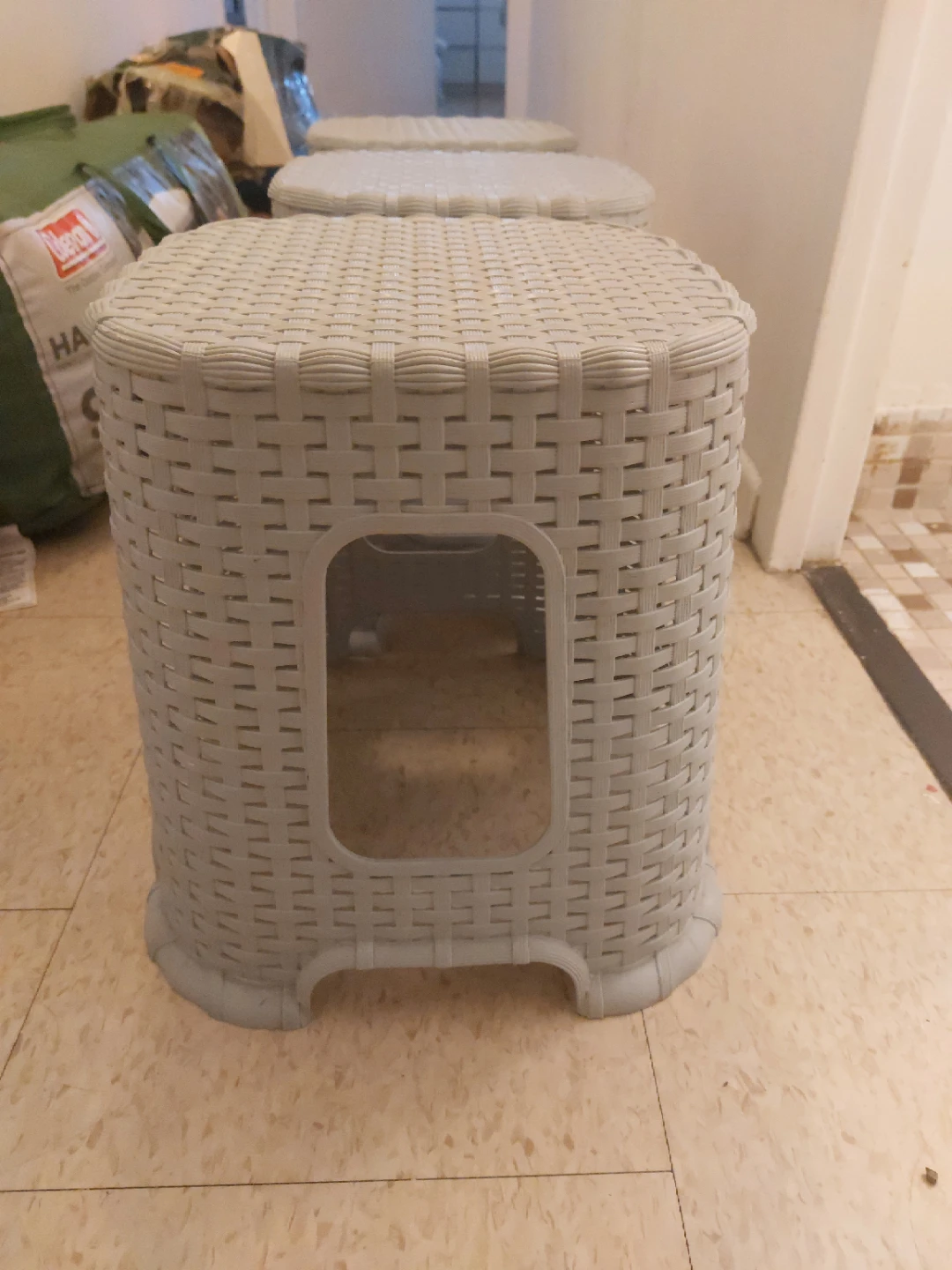 Plastic rattan stool 3pcs