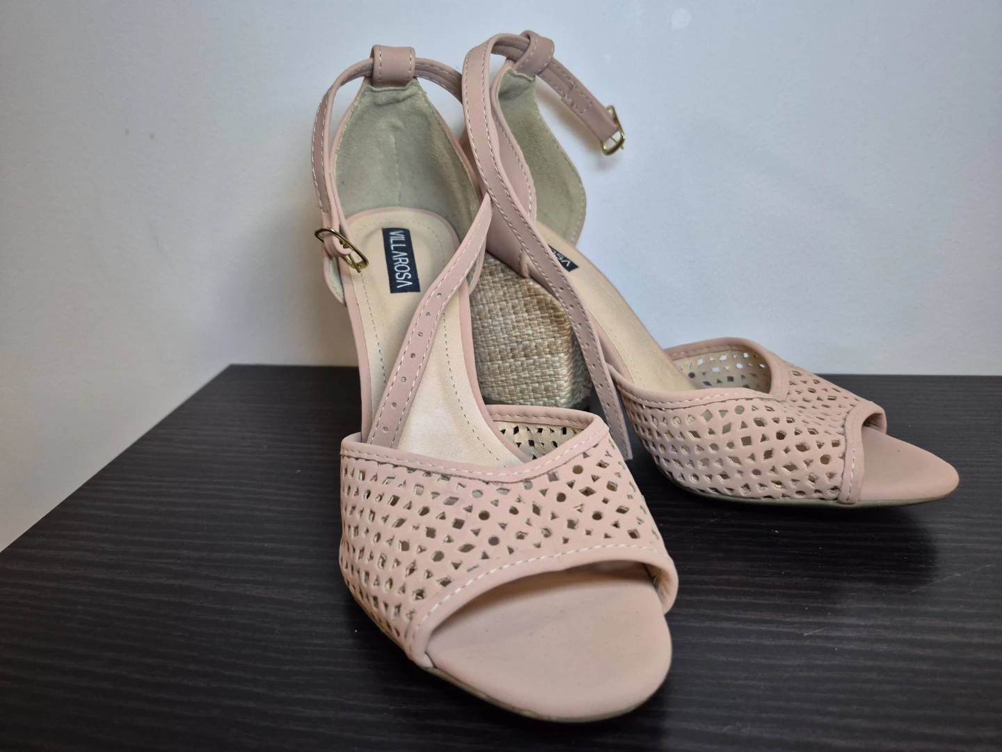 VILLA LAROSA Pink Perforated Espadrille Wedge Heels - photo 2