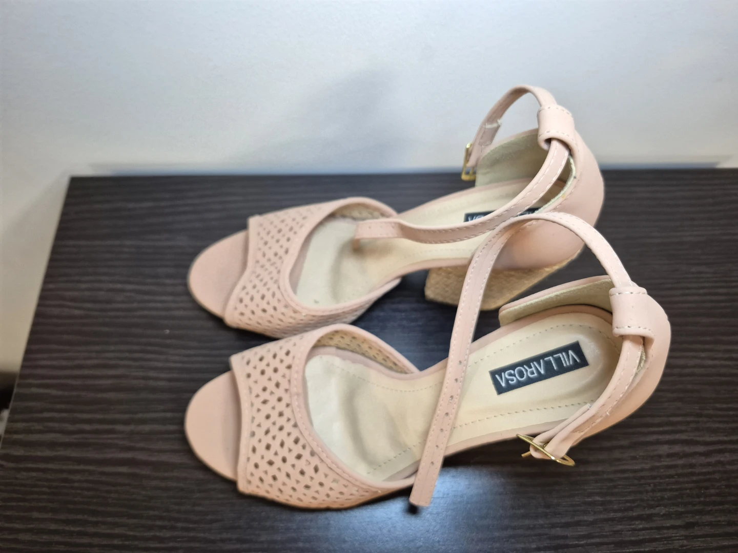 VILLA LAROSA Pink Perforated Espadrille Wedge Heels - photo 5