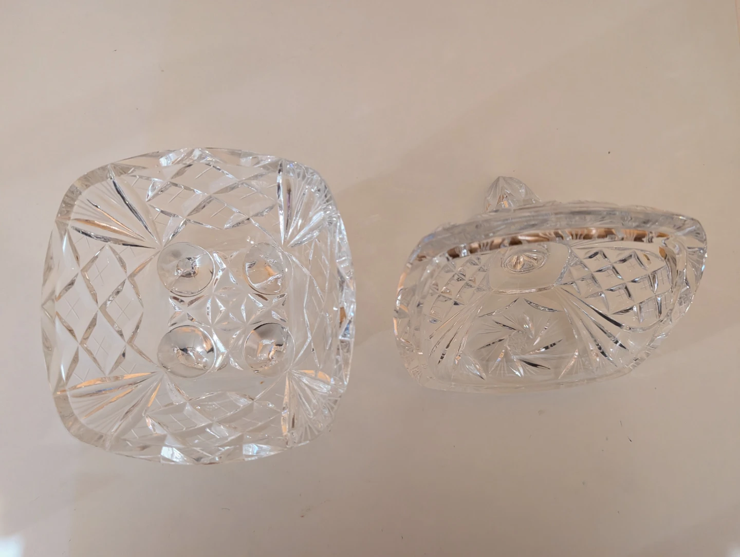 Vintage Cut Glass Footed Candy Dish with Lid - photo 3