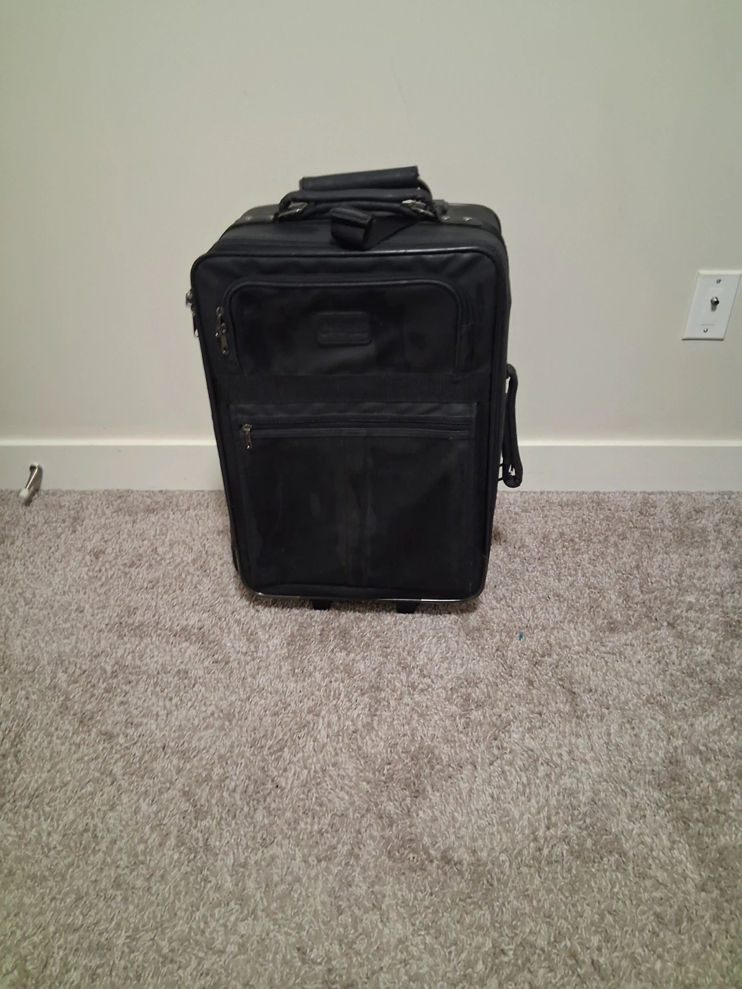 Black leather Travel cabin size Suitcase