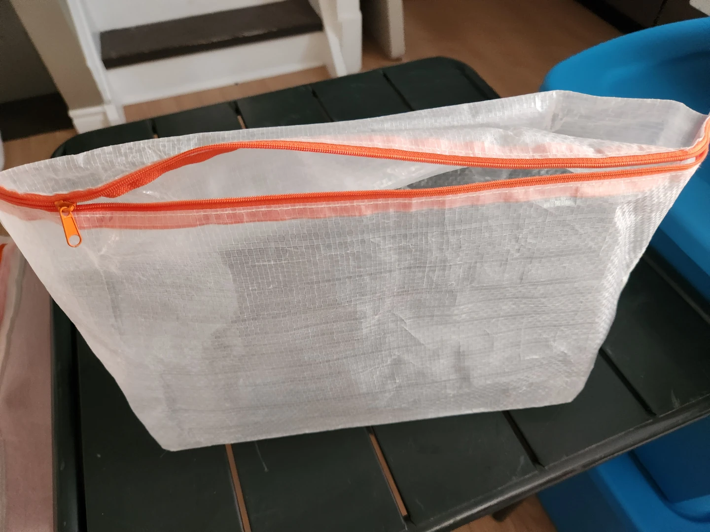 Small Ikea Storage Bag with Orange Zipper
