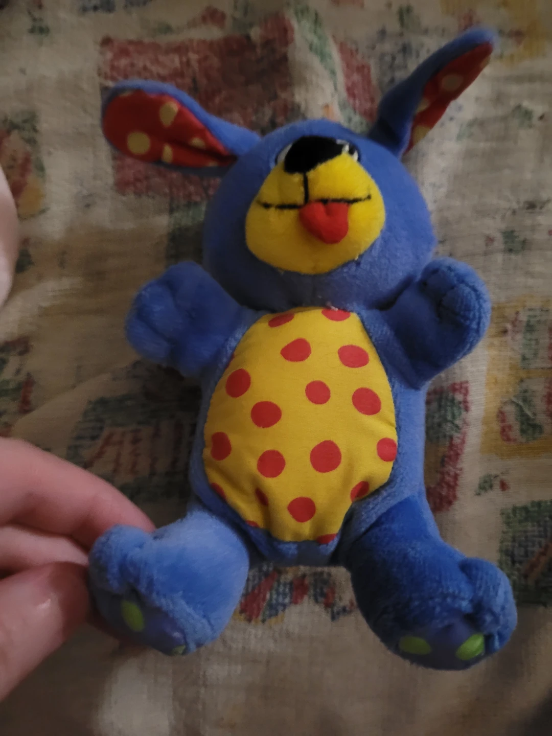 The First Years Blue Dog Puppy Yellow Polka Dot Rattle [2001]