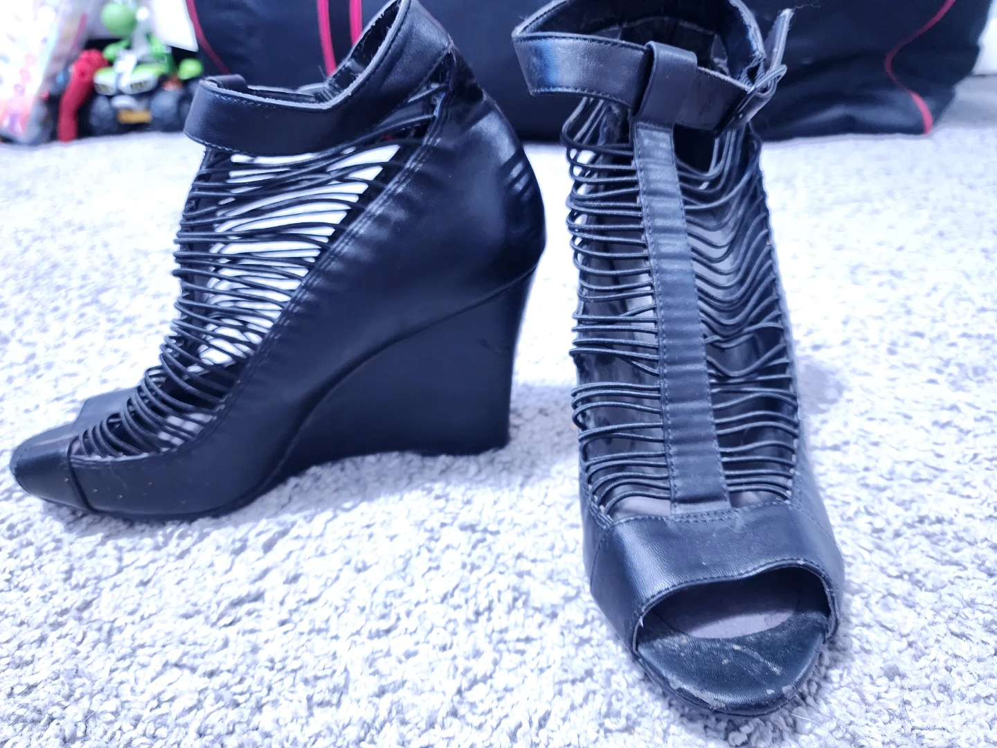 Call It Spring Black Wedge Sandals Size 10