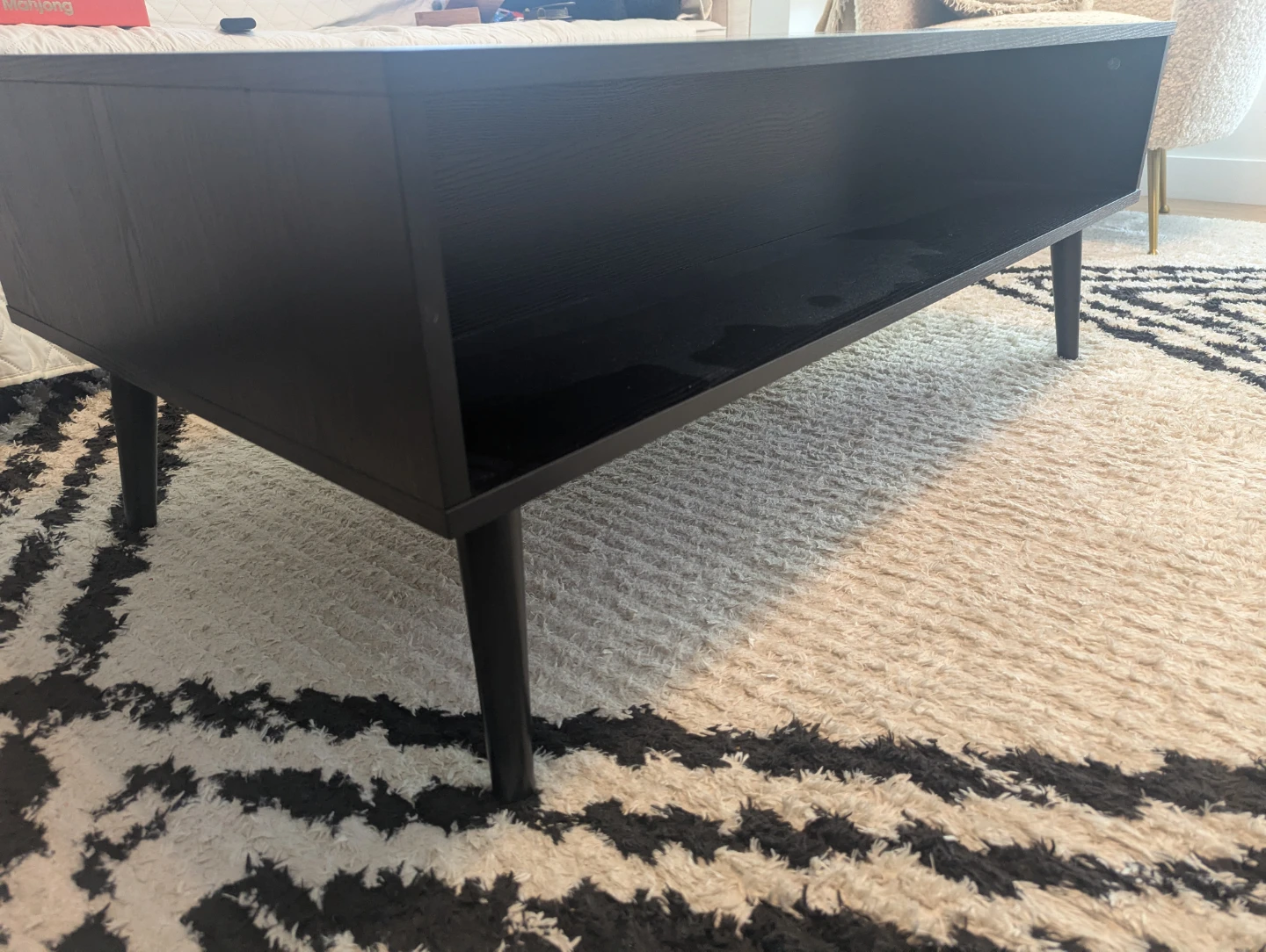 Black Coffee Table with Rattan Drawer - photo 3