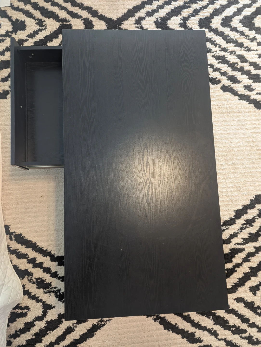 Black Coffee Table with Rattan Drawer - photo 4