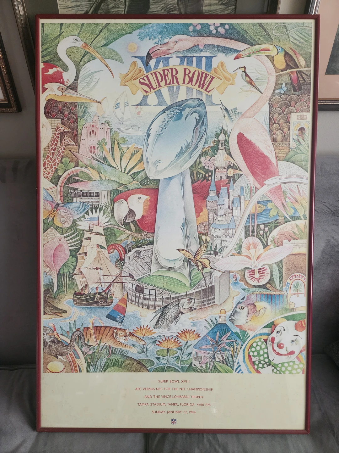 Glass Framed Original Super Bowl XVIII  Poster