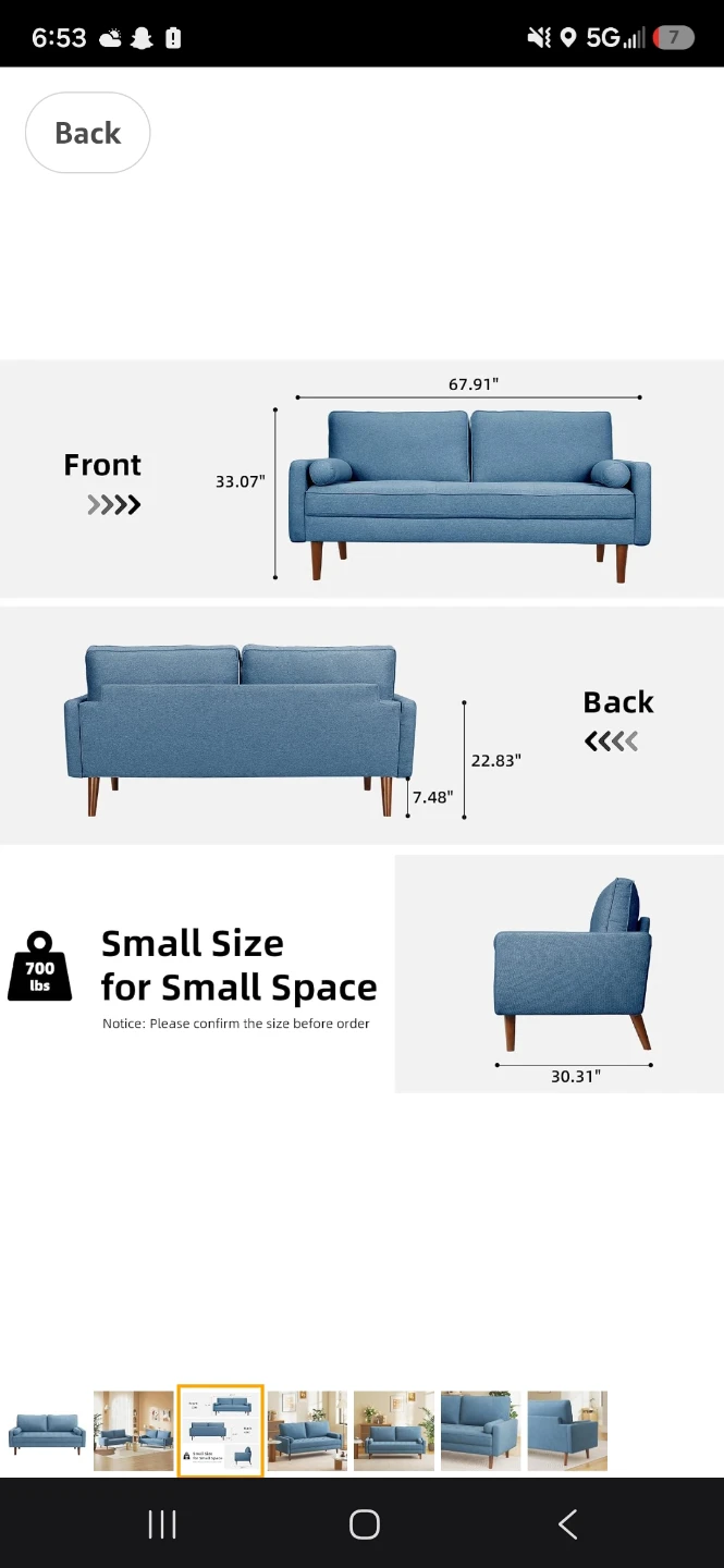 Blue Loveseat Sofa - photo 2